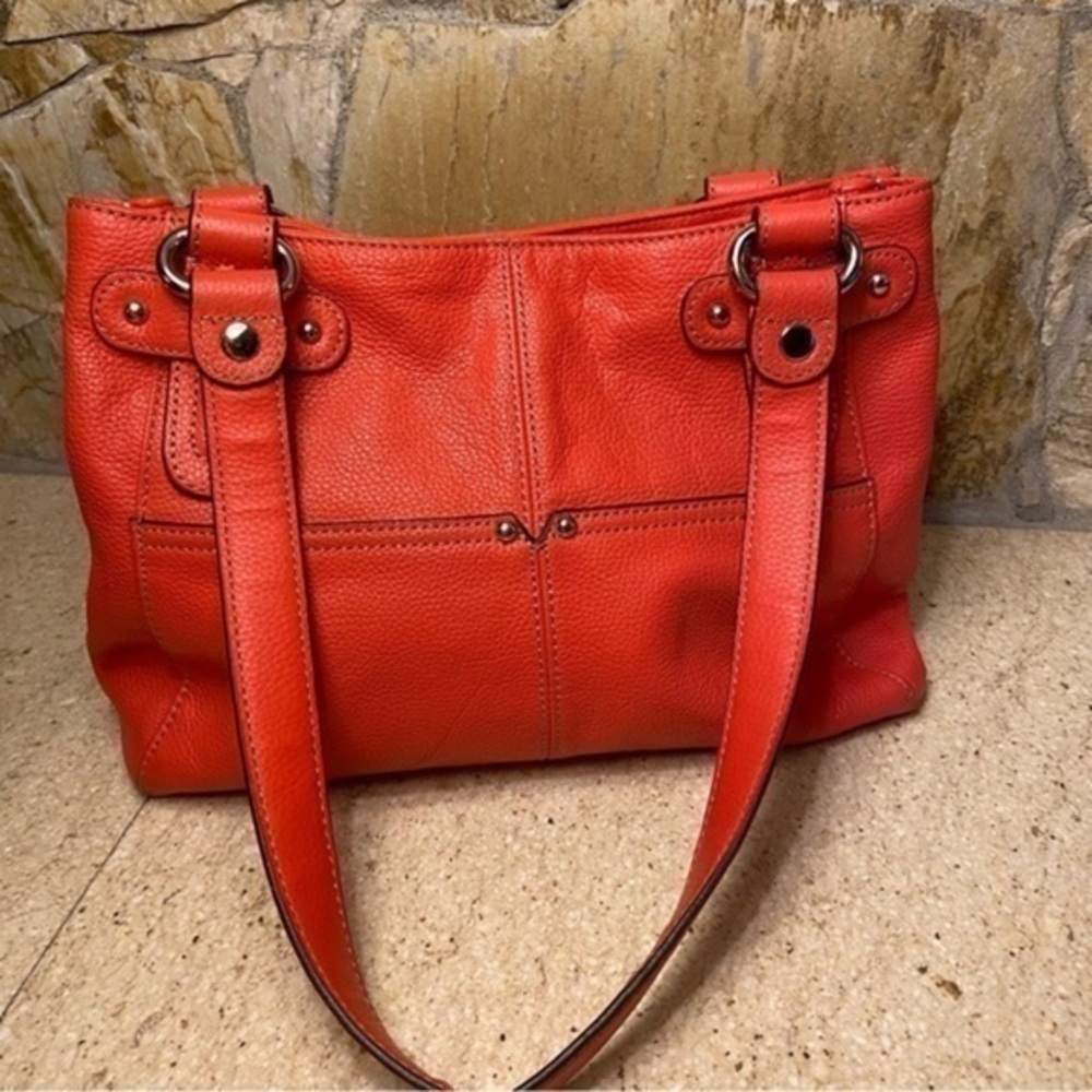 Tignanello Bold Orange Leather Satchel